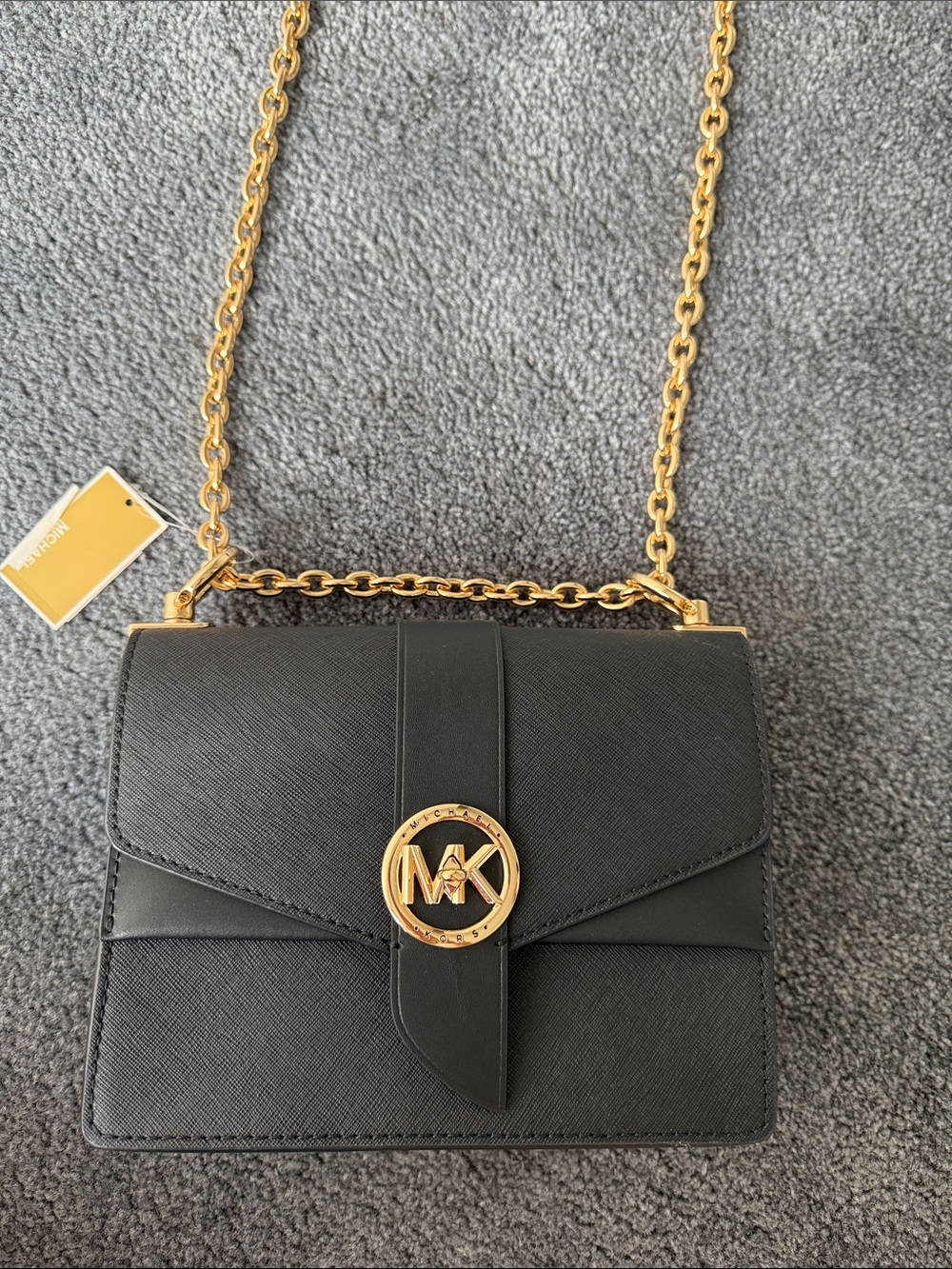 Michael Kors Black Crossbody with Gold MK Emblem